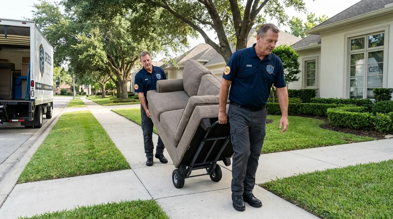 Local residential moving crew loading furniture in Duenweg, MO